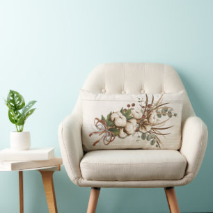 Cotton Boll Pflanze Elegant Lumbar Kissen