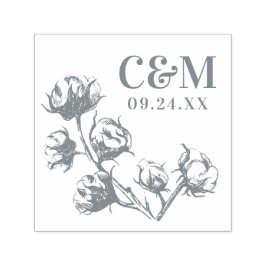 Cotton Boll-Pflanze Hochzeitssache Das Datumsmonog Permastempel
