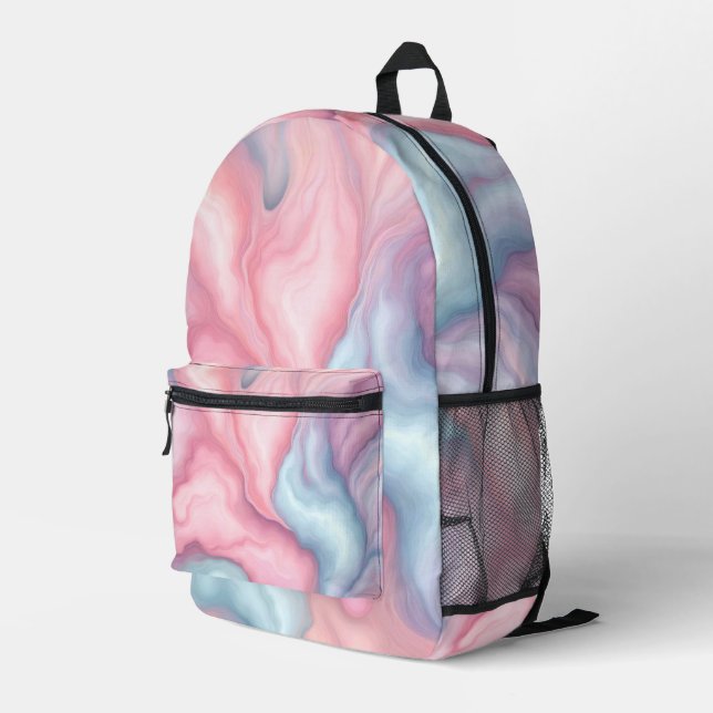 Cotton Candy Abstrakt Bedruckter Rucksack (Rückseitige Ecke Rechts)