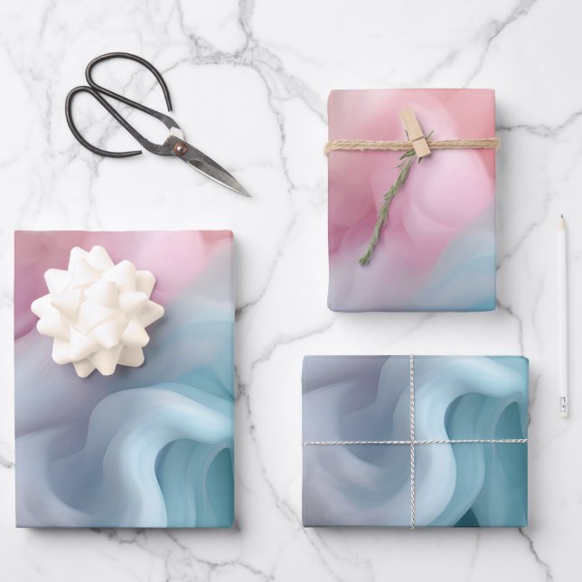 Cotton Candy Abstrakt Geschenkpapier Set (Vorderseite)