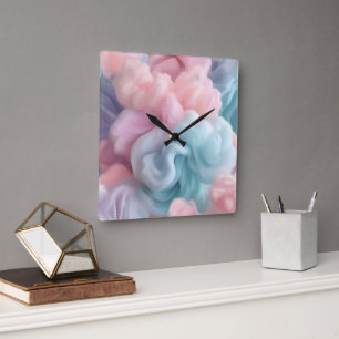 Cotton Candy Abstrakt Quadratische Wanduhr