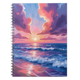 Cotton Candy Beach Sunset Ocean Watercolor Notizblock