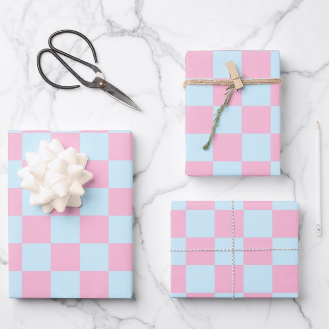 Cotton Candy Checkerboard Geschenkpapier Set (Vorderseite)