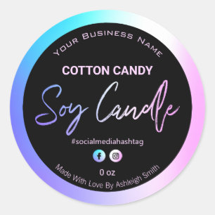 Cotton Candy Colored Soy Candle Labels Runder Aufkleber