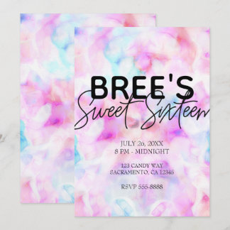 Cotton Candy Colors Wasserfarben Glam Sweet 16 Par Einladung