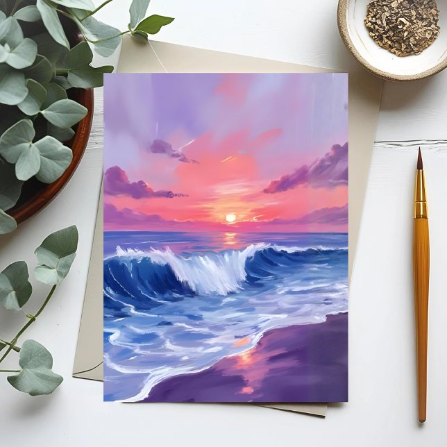 Cotton Candy Cove | Pink Ocean Watercolor Card (Von Creator hochgeladen)