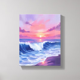 Cotton Candy Cove | Rosa Ozean Wasserfarbe Gemalt Leinwanddruck