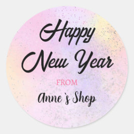 Cotton Candy Custom Brand Name Happy New Year Runder Aufkleber