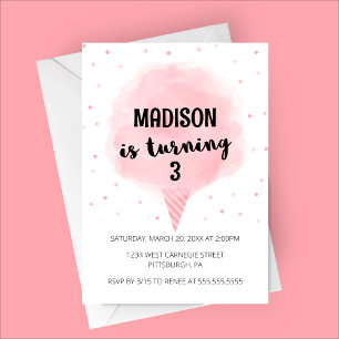 Cotton Candy Geburtstagsparty Einladung