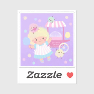 Cotton Candy Girl mit Sweet Fluffy Monsters Aufkleber