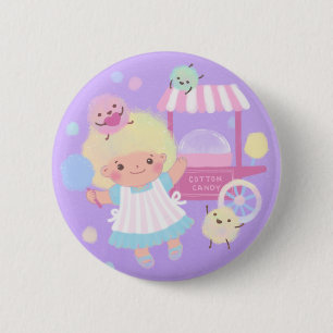 Cotton Candy Girl mit Sweet Fluffy Monsters Button
