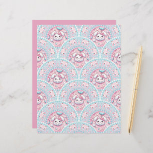 Cotton Candy Kawaii Bunny Mandala Art Deco Papier