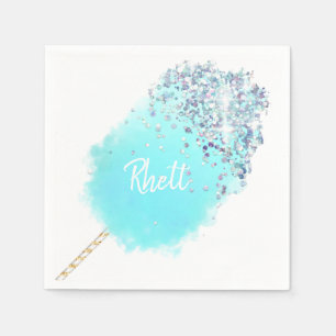 Cotton candy niedlich blauen Glitzer Look Serviette