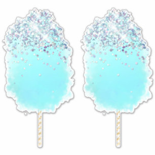 Cotton candy niedlich blauen und silbernen Glitzer Aufkleber