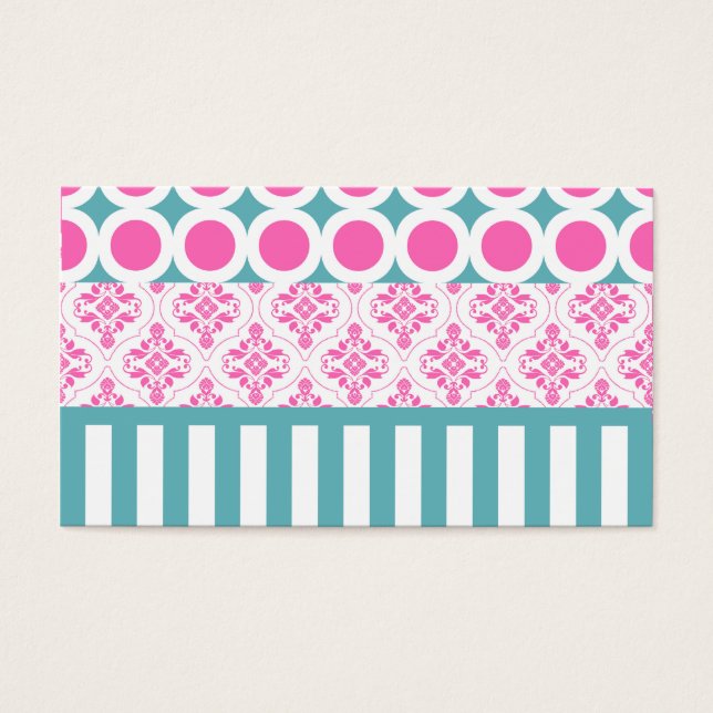 Cotton Candy Pink Blue Circles Streifen Damask Col (Vorderseite)