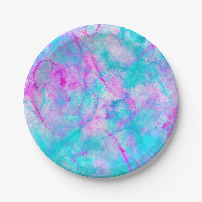 Cotton Candy Pink & Blue Watercolor Wash Stein Pappteller (Vorderseite)