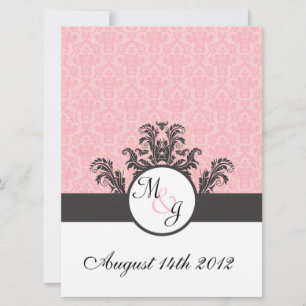 Cotton Candy Pink Damask Wedding Einladung