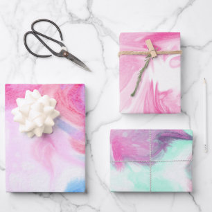Cotton Candy Pink Lila Geschenkpapier Set