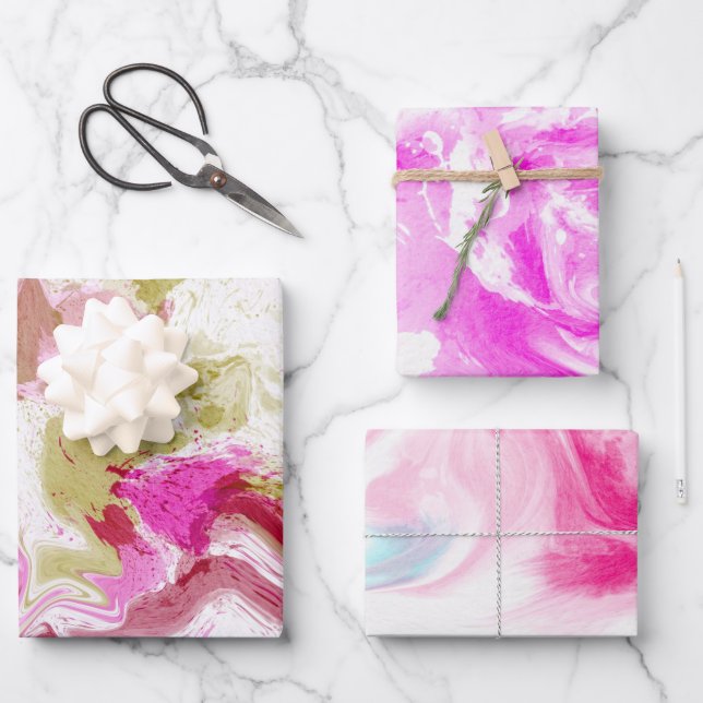 Cotton Candy Pink Lila Geschenkpapier Set (Vorderseite)