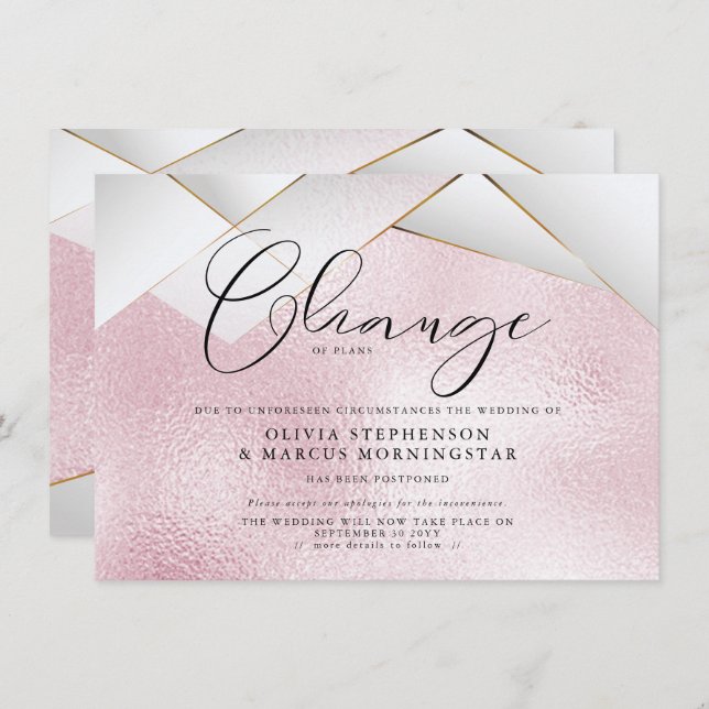 Cotton Candy Pink Pearl Facets Zurückgestellt Hoch Einladung (Vorne/Hinten)