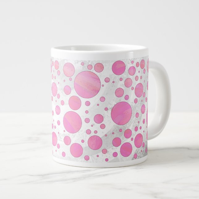 Cotton Candy Pink Polka Dot Jumbo-Tasse (Vorderseite Rechts)