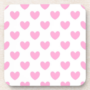 Cotton Candy Pink polka hearts on white Untersetzer
