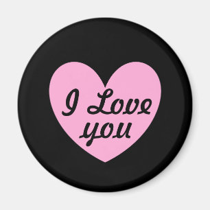 Cotton Candy Pink Polka Herzen auf schwarz Magnet