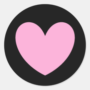 Cotton Candy Pink Polka Herzen auf schwarz Runder Aufkleber