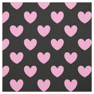 Cotton Candy Pink Polka Herzen auf schwarz Stoff