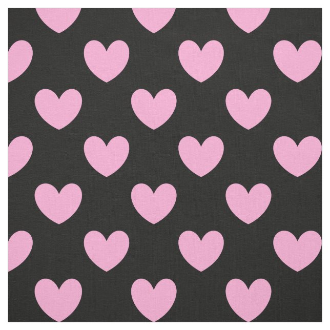 Cotton Candy Pink Polka Herzen auf schwarz Stoff (Muster)