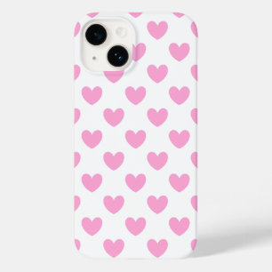 Cotton Candy Pink Polka Herzen auf weiß Case-Mate iPhone 14 Hülle