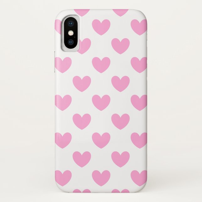 Cotton Candy Pink Polka Herzen auf weiß Case-Mate iPhone Hülle (Rückseite)