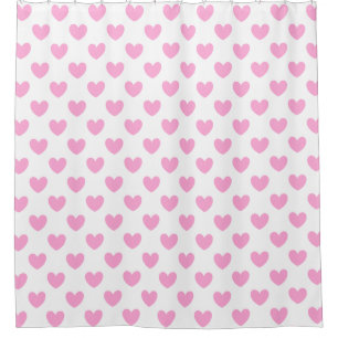 Cotton Candy Pink Polka Herzen auf weiß Duschvorhang