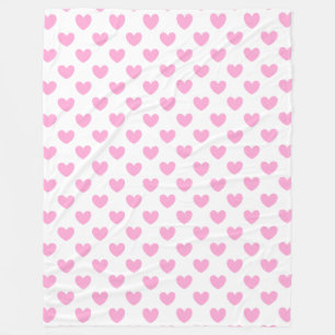 Cotton Candy Pink Polka Herzen auf weiß Fleecedecke