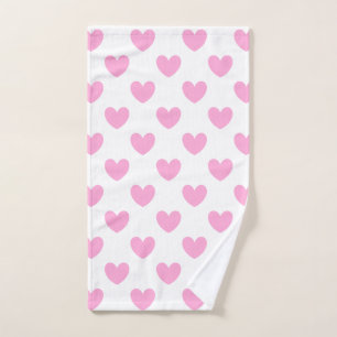 Cotton Candy Pink Polka Herzen auf weiß Handtuch