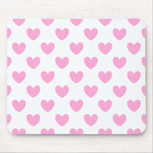 Cotton Candy Pink Polka Herzen auf weiß Mousepad