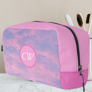 Cotton Candy Pink Sky mit Initialen Waschbeutel