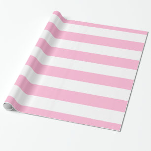 Cotton Candy Pink, White XL Streifen Muster Geschenkpapier