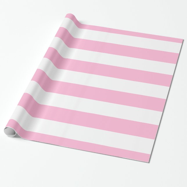 Cotton Candy Pink, White XL Streifen Muster Geschenkpapier (Ungerollt)