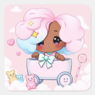 Cotton Candy Quadratischer Aufkleber