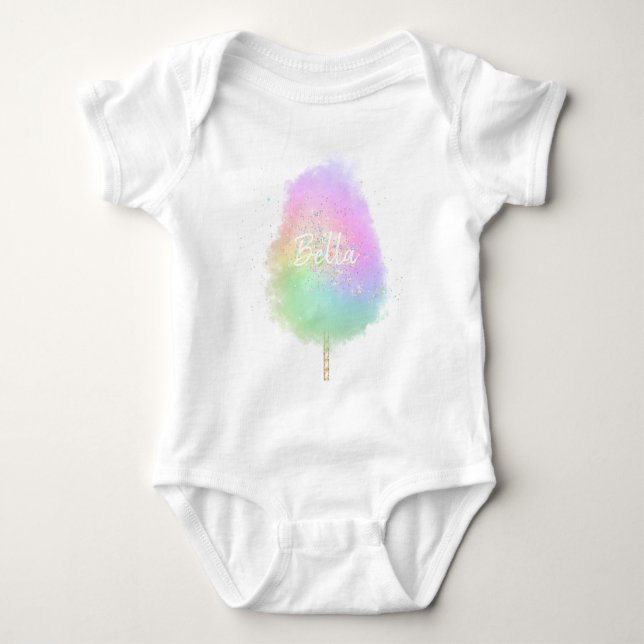 Cotton candy Regenbogen Glitzer niedlich Baby Strampler (Vorderseite)