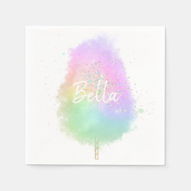 Cotton candy Regenbogen Glitzer niedlich Serviette (Vorderseite)