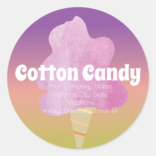Cotton Candy Shop Ombre Business Label Runder Aufkleber (Vorderseite)