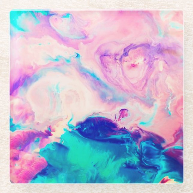 Cotton Candy Signature Marble Glass Coaster Glasuntersetzer (Vorderseite)