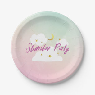 Cotton Candy Sky Slumber Party Einladung Pappteller
