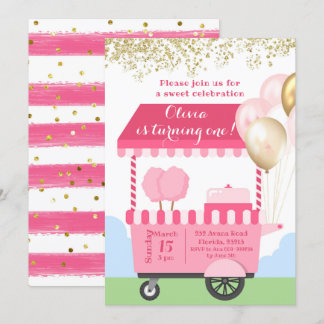 Cotton Candy Sweet Celebration Birthday Einladung