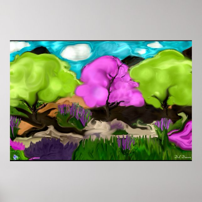 Cotton Candy Trees Abstrakte Kunst Poster (Vorne)