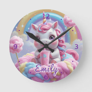 Cotton Candy Unicoring Wall Clock - bearbeitbarer  Runde Wanduhr