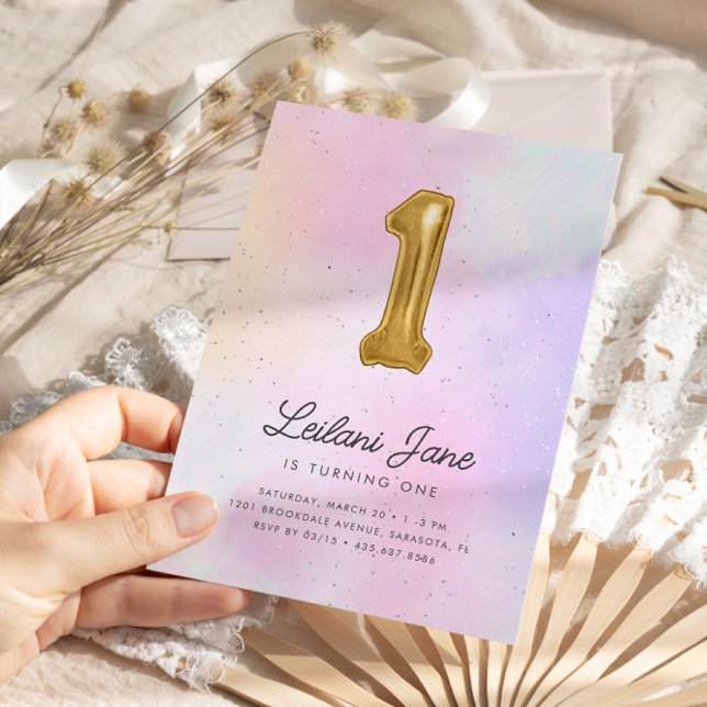 Cotton Candy Watercolor Girls Birthday Balloon Einladung (Von Creator hochgeladen)