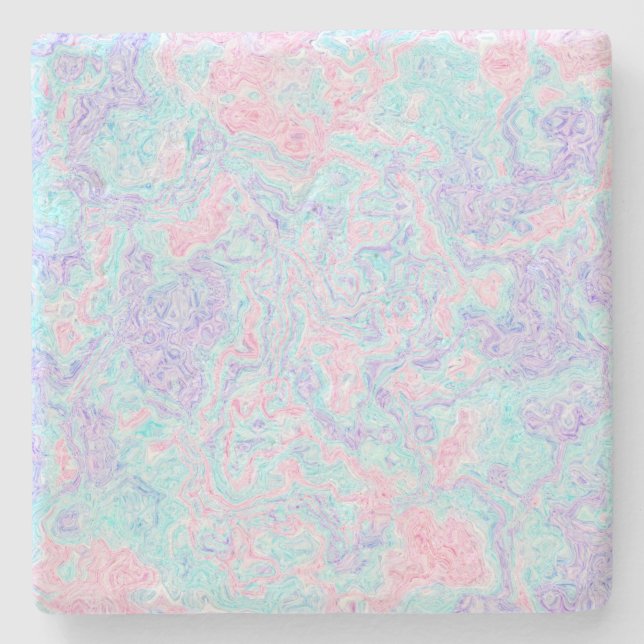 Cotton Candy Wirbel Steinuntersetzer (Vorderseite)